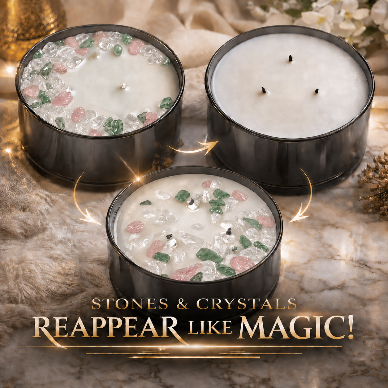 Moonlight Garden Handcrafted Crystal-Infused Coconut Soy 3-Wick Scented Candle, 16oz