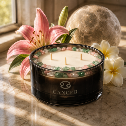 Cancer Zodiac 3-Wick Crystal Candle, 16oz