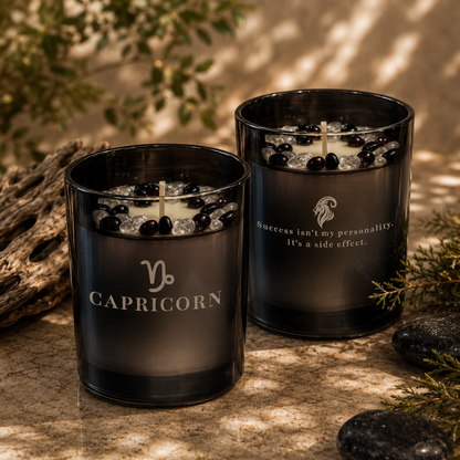 Capricorn Zodiac Crystal Candle, 10oz