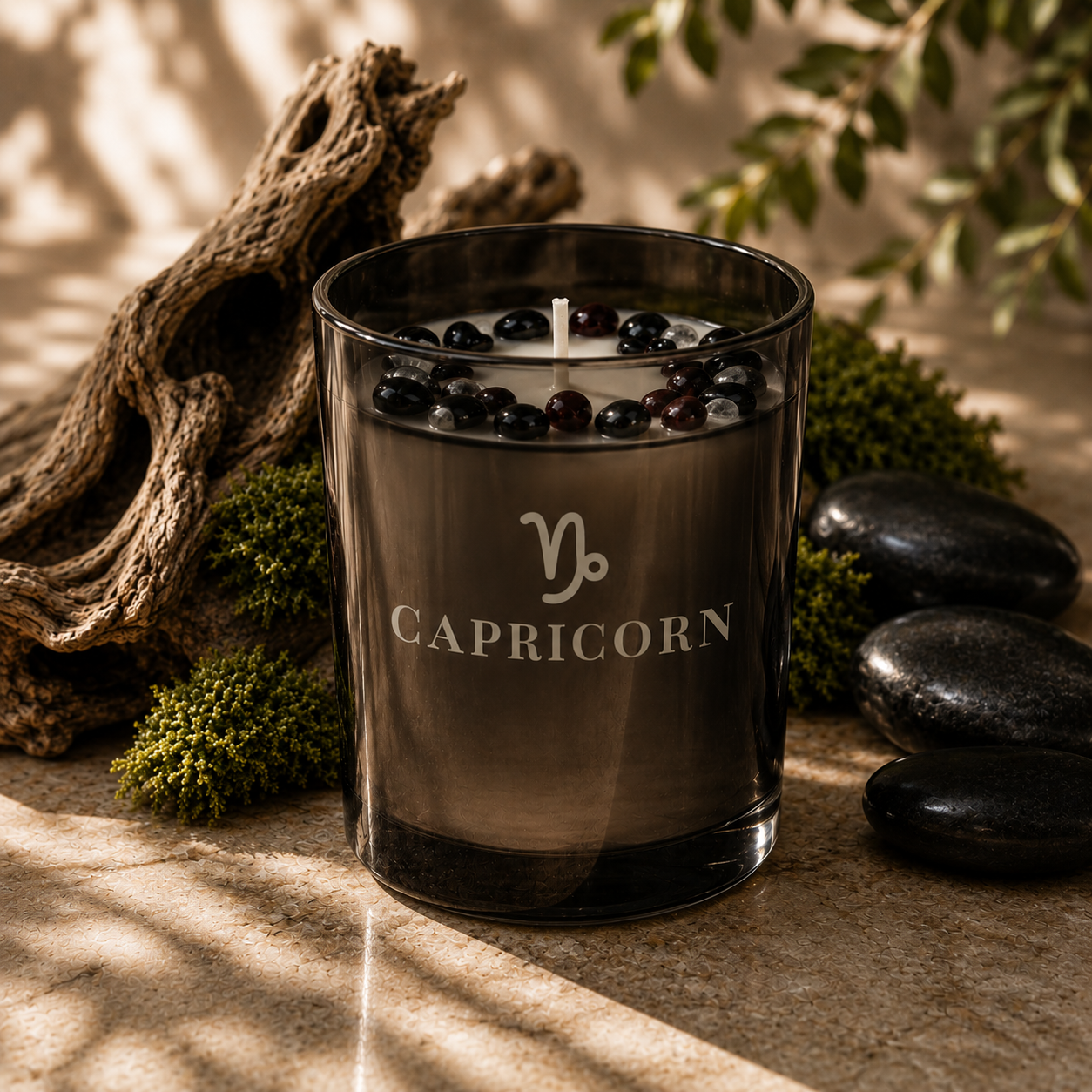 Capricorn Zodiac Crystal Candle, 10oz