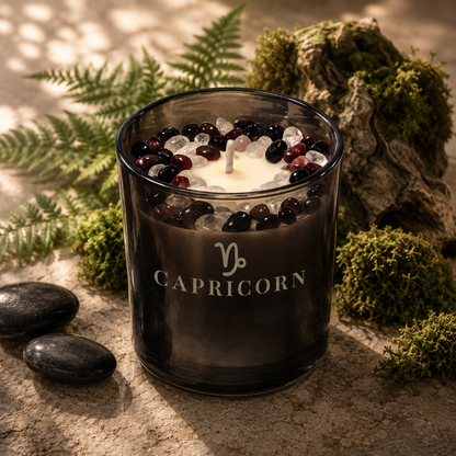 Capricorn Zodiac Crystal Candle, 10oz