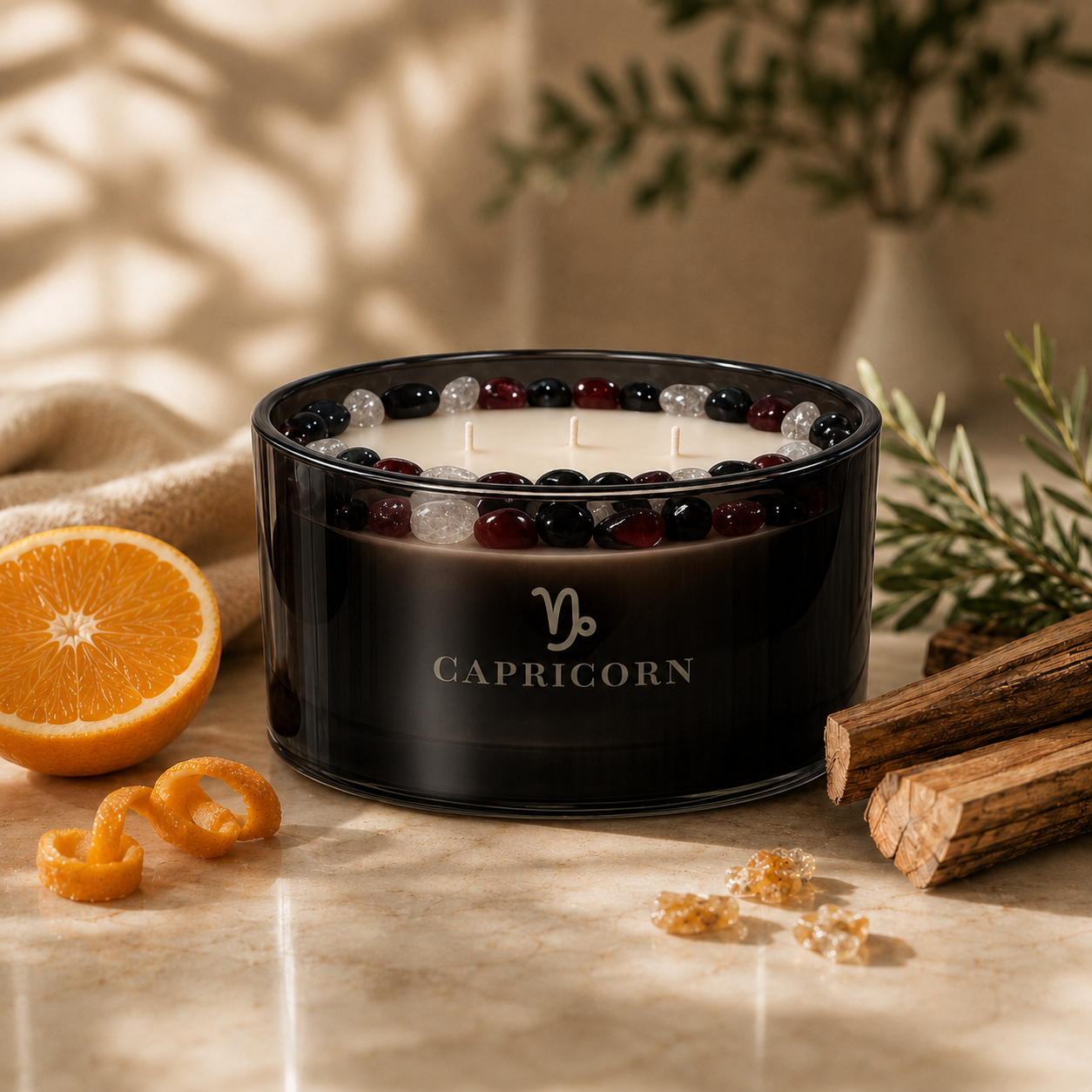 Capricorn Zodiac 3-Wick Crystal Candle, 16oz