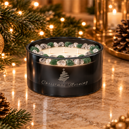 Christmas Morning Handcrafted Crystal-Infused Coconut Soy 3-Wick Scented Candle, 16oz