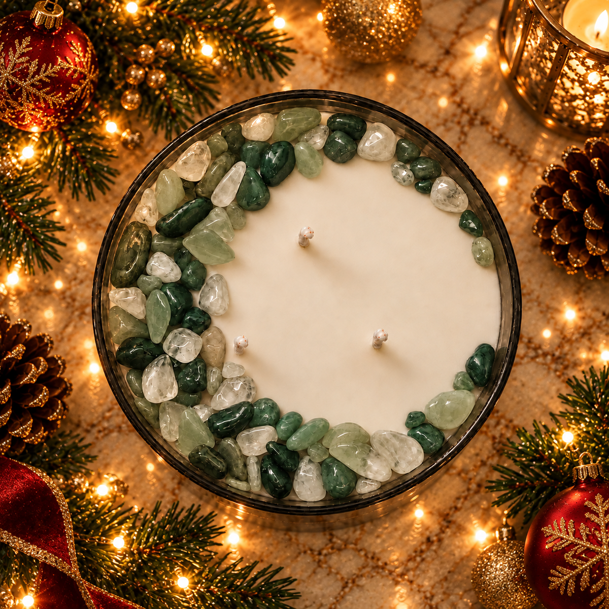 Christmas Morning Handcrafted Crystal-Infused Coconut Soy 3-Wick Scented Candle, 16oz