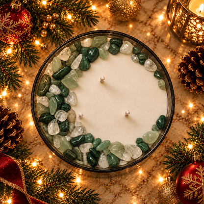 Christmas Morning Handcrafted Crystal-Infused Coconut Soy 3-Wick Scented Candle, 16oz