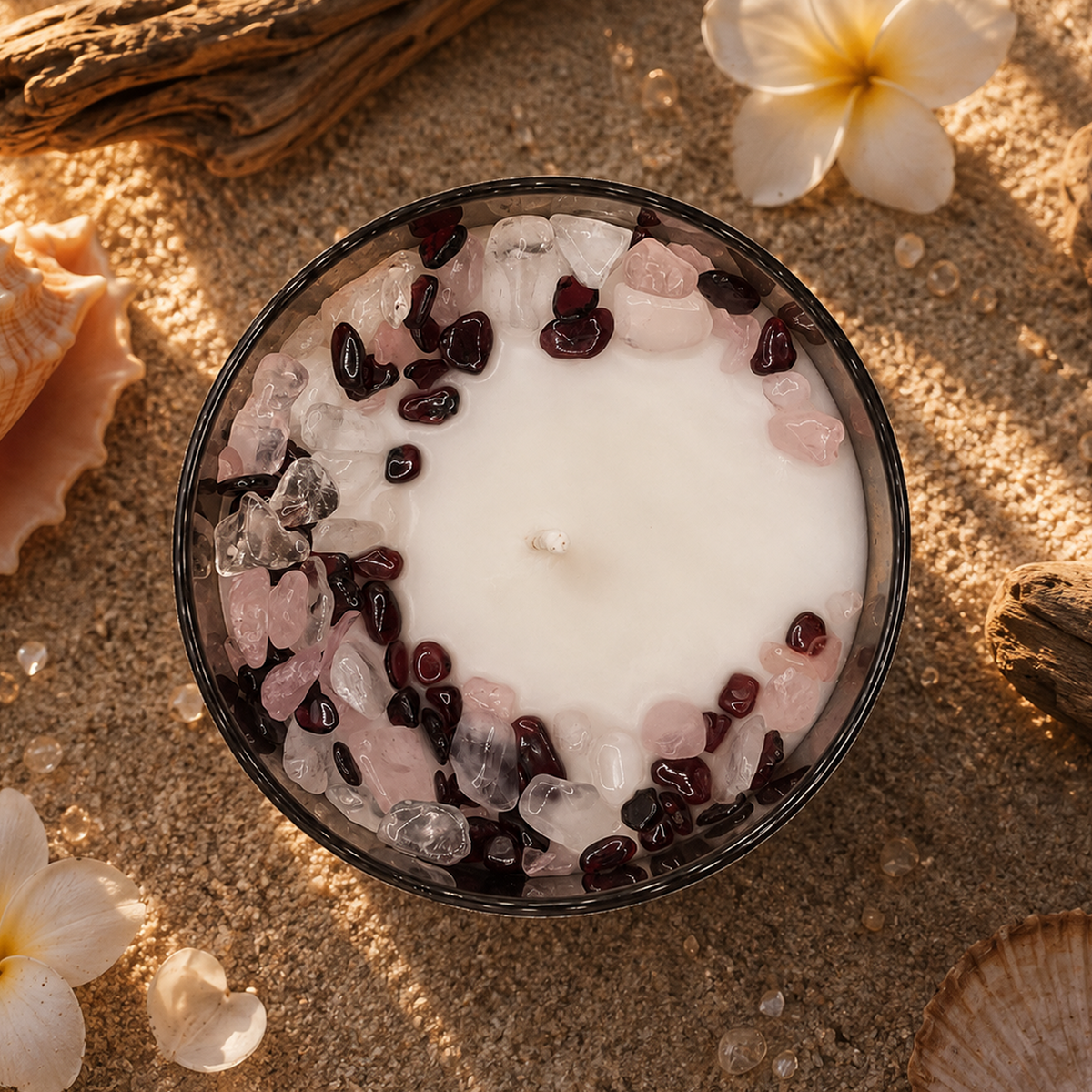 Coastal Dreams Handcrafted Crystal-Infused Coconut Soy Wax Scented Candle, 10oz