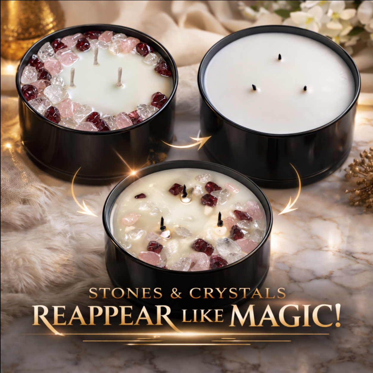 Coastal Dreams Handcrafted Crystal-Infused Coconut Soy 3-Wick Scented Candle, 16oz