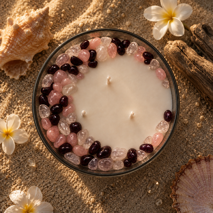 Coastal Dreams Handcrafted Crystal-Infused Coconut Soy 3-Wick Scented Candle, 16oz