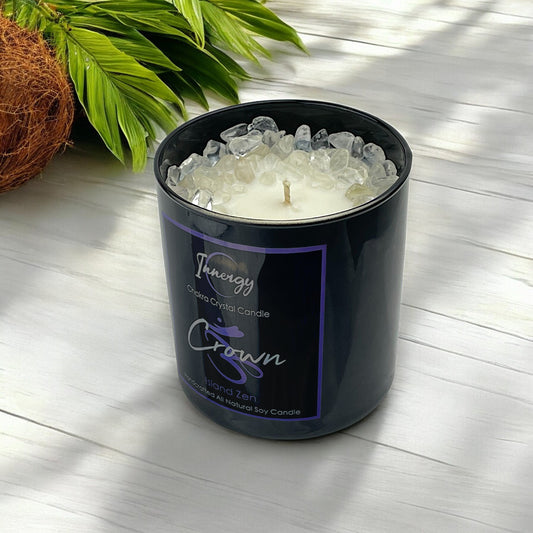 Crown Chakra Crystal-Enhanced Premium Coconut-Soy Wax Candle, 9oz