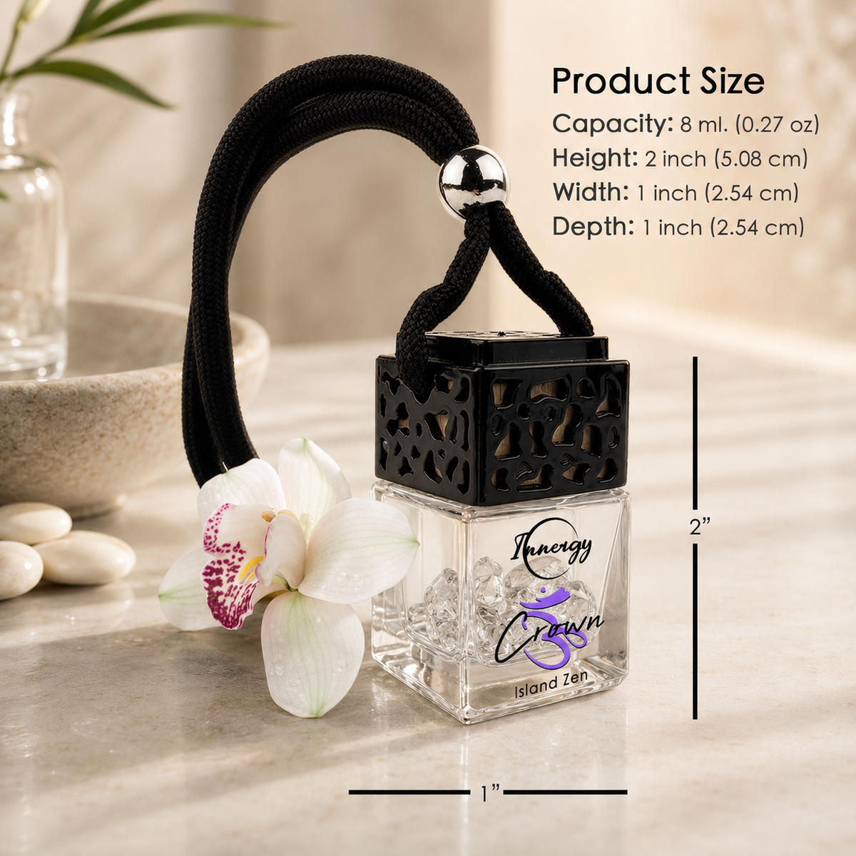 Crown Chakra Crystal-Enhanced Oil Diffuser, Car Air Freshener, 8ml