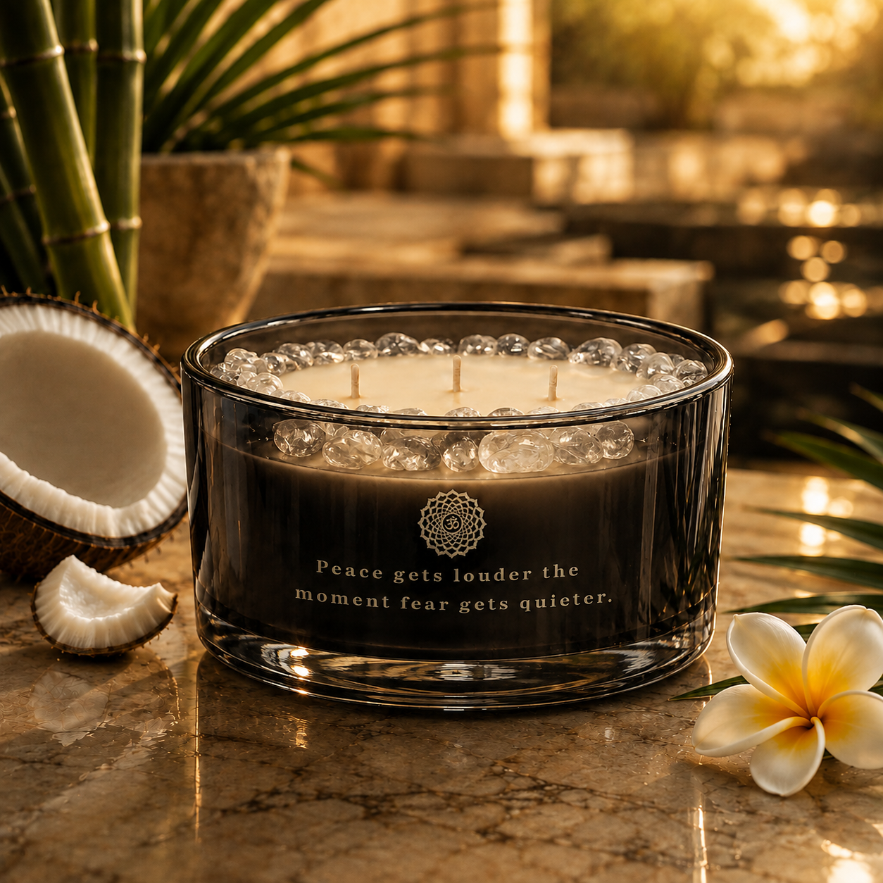 Crown Chakra 3-Wick Crystal Candle, 16 oz