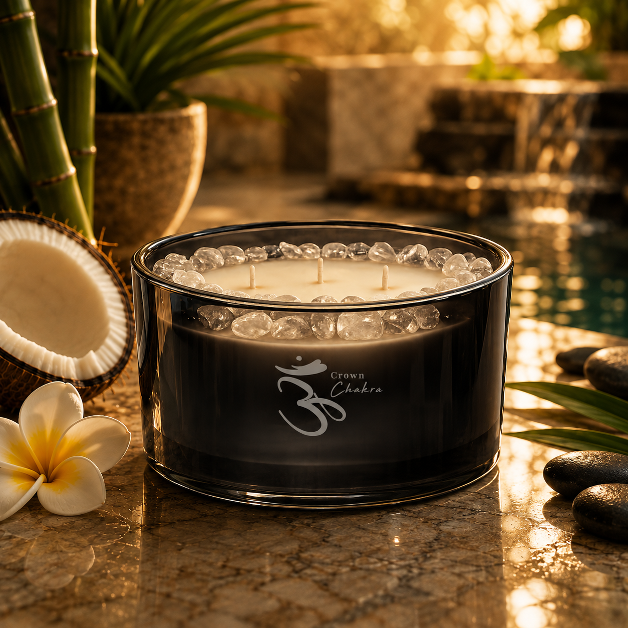 Crown Chakra 3-Wick Crystal Candle, 16 oz
