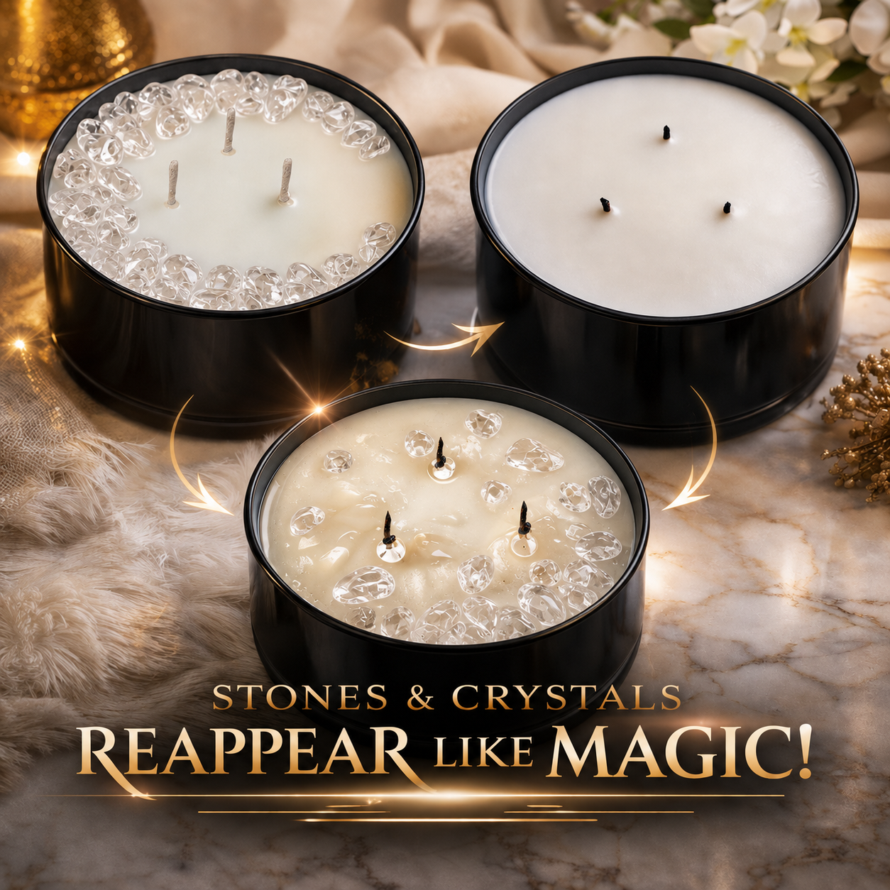Crown Chakra 3-Wick Crystal Candle, 16 oz