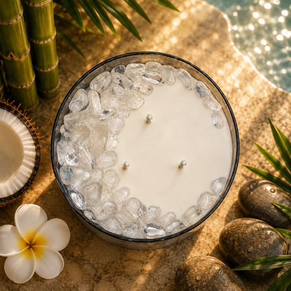 Crown Chakra 3-Wick Crystal Candle, 16 oz