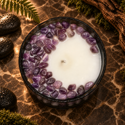 Cypress Mist Handcrafted Crystal-Infused Coconut Soy Wax Scented Candle, 10oz
