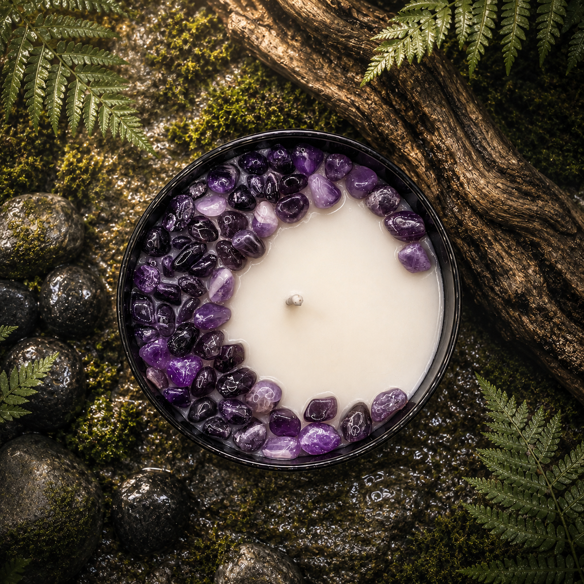 Third-Eye Chakra Crystal Candle, 10oz