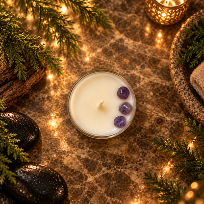 Cypress Mist, Premium Coconut-Soy Wax Tea Light Crystal Candle, 1oz