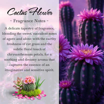 Cactus Flower and Jade Crystal Candle with Kyanite, Amethyst, and Crystal Quartz | Coconut-Soy Wax Candle, 9oz