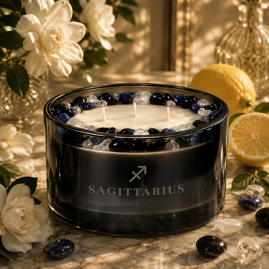 Sagittarius Zodiac Handcrafted Crystal-Infused Coconut Soy 3-Wick Scented Candle, 16oz