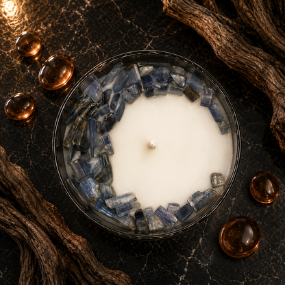 Throat Chakra Crystal Candle, 10oz