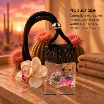 Cactus Flower and Jade Crystal-Enhanced Oil Diffuser, Car Air Freshener, 8ml