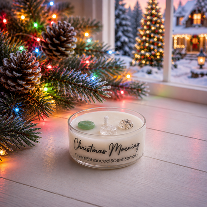 Christmas Morning, Premium Coconut-Soy Wax Tea Light Crystal Candle, 1oz