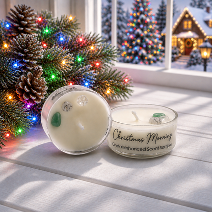Christmas Morning, Premium Coconut-Soy Wax Tea Light Crystal Candle, 1oz