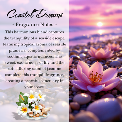 Coastal Dreams Crystal Candle with Garnet, Crystal Quartz, and Rose Quartz | Coconut-Soy Wax Candle, 9oz