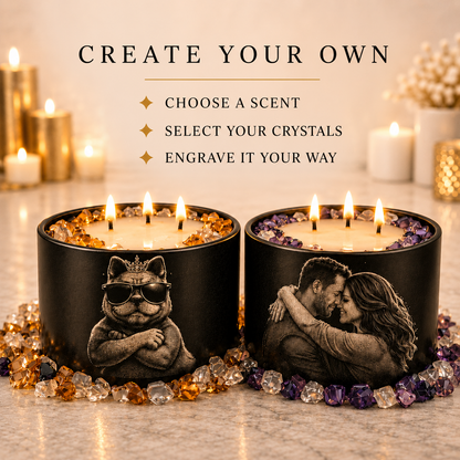 Custom Engraved 3-Wick Crystal Candle, 16oz