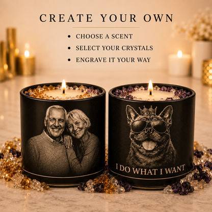Custom Engraved Crystal Candle, 10oz