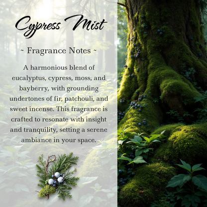 Third-Eye Chakra Crystal-Enhanced Reed Oil Diffuser, Cypress Mist Scent, 100ml