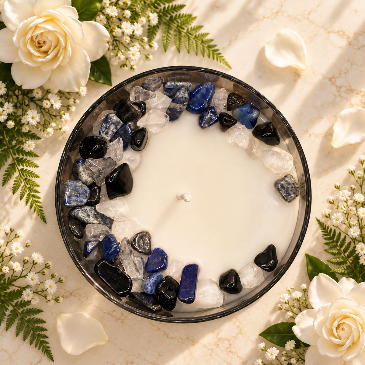 Eternal Blooms Handcrafted Crystal-Infused Coconut Soy Wax Scented Candle, 10oz