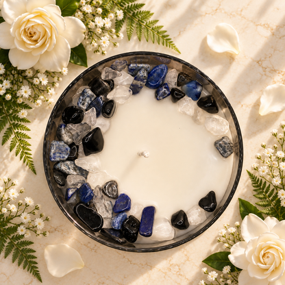 Eternal Blooms Handcrafted Crystal-Infused Coconut Soy Wax Scented Candle, 10oz