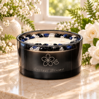 Eternal Blooms Handcrafted Crystal-Infused Coconut Soy 3-Wick Scented Candle, 16oz