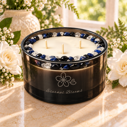 Eternal Blooms Handcrafted Crystal-Infused Coconut Soy 3-Wick Scented Candle, 16oz