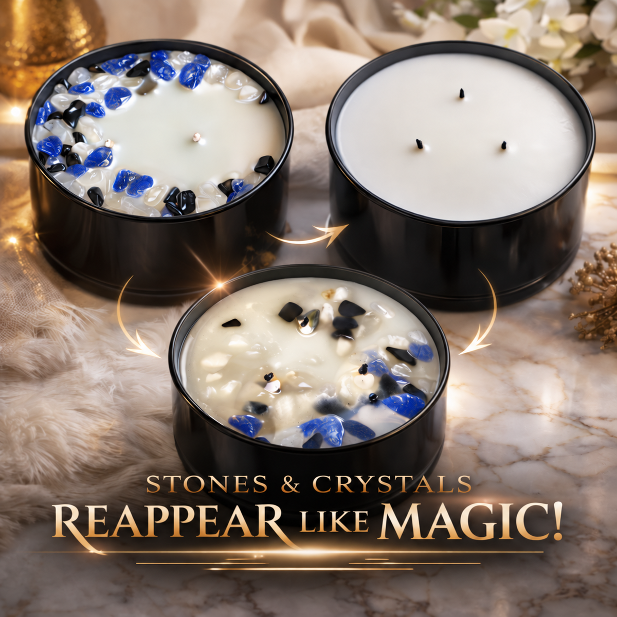 Eternal Blooms Handcrafted Crystal-Infused Coconut Soy 3-Wick Scented Candle, 16oz