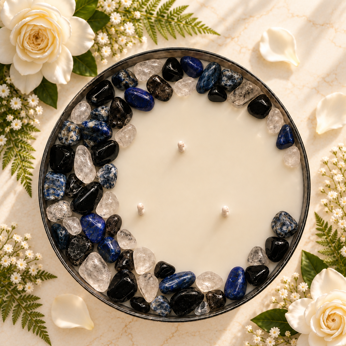 Eternal Blooms Handcrafted Crystal-Infused Coconut Soy 3-Wick Scented Candle, 16oz
