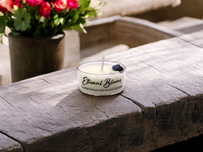 Eternal Blooms, Premium Coconut-Soy Wax Tea Light Crystal Candle, 1oz
