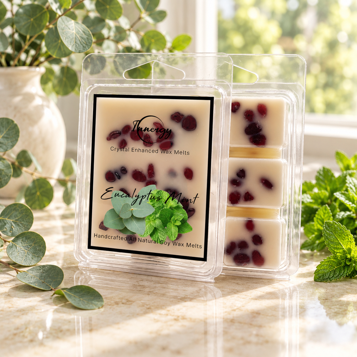 Cool Eucalyptus Mint Crystal-Enhanced Premium Coconut-Soy Wax Melts