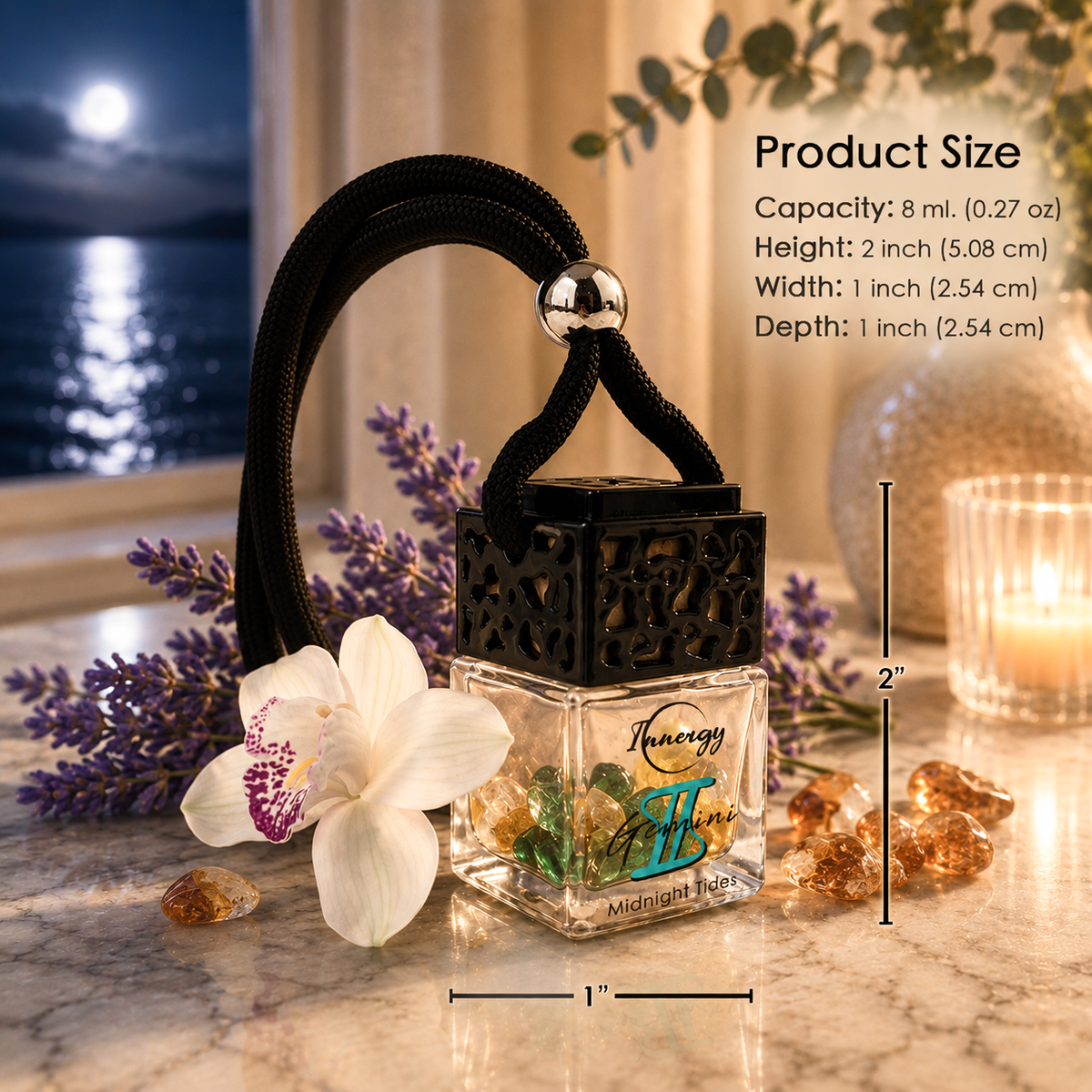 Gemini Zodiac Crystal-Enhanced Oil Diffuser, Car Air Freshener, 8ml