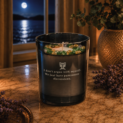 Gemini Zodiac Crystal Candle, 10oz