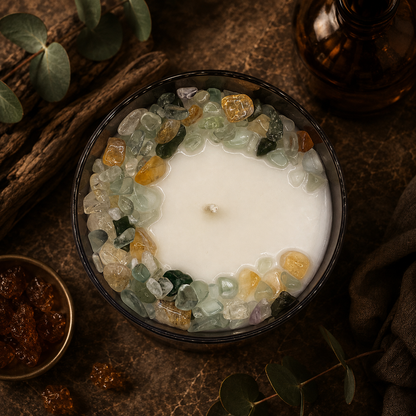 Gemini Zodiac Crystal Candle, 10oz