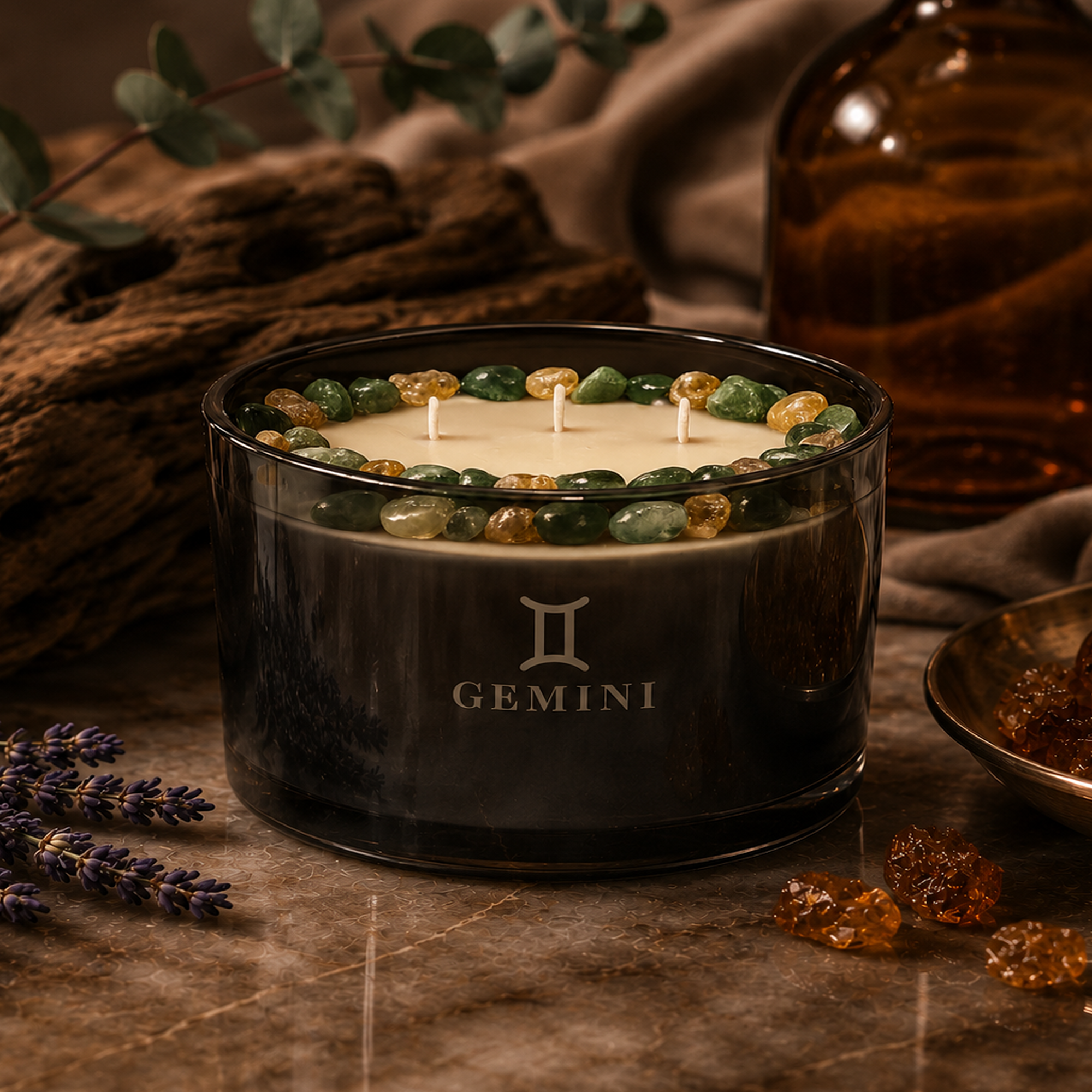 Gemini Zodiac 3-Wick Crystal Candle, 16oz