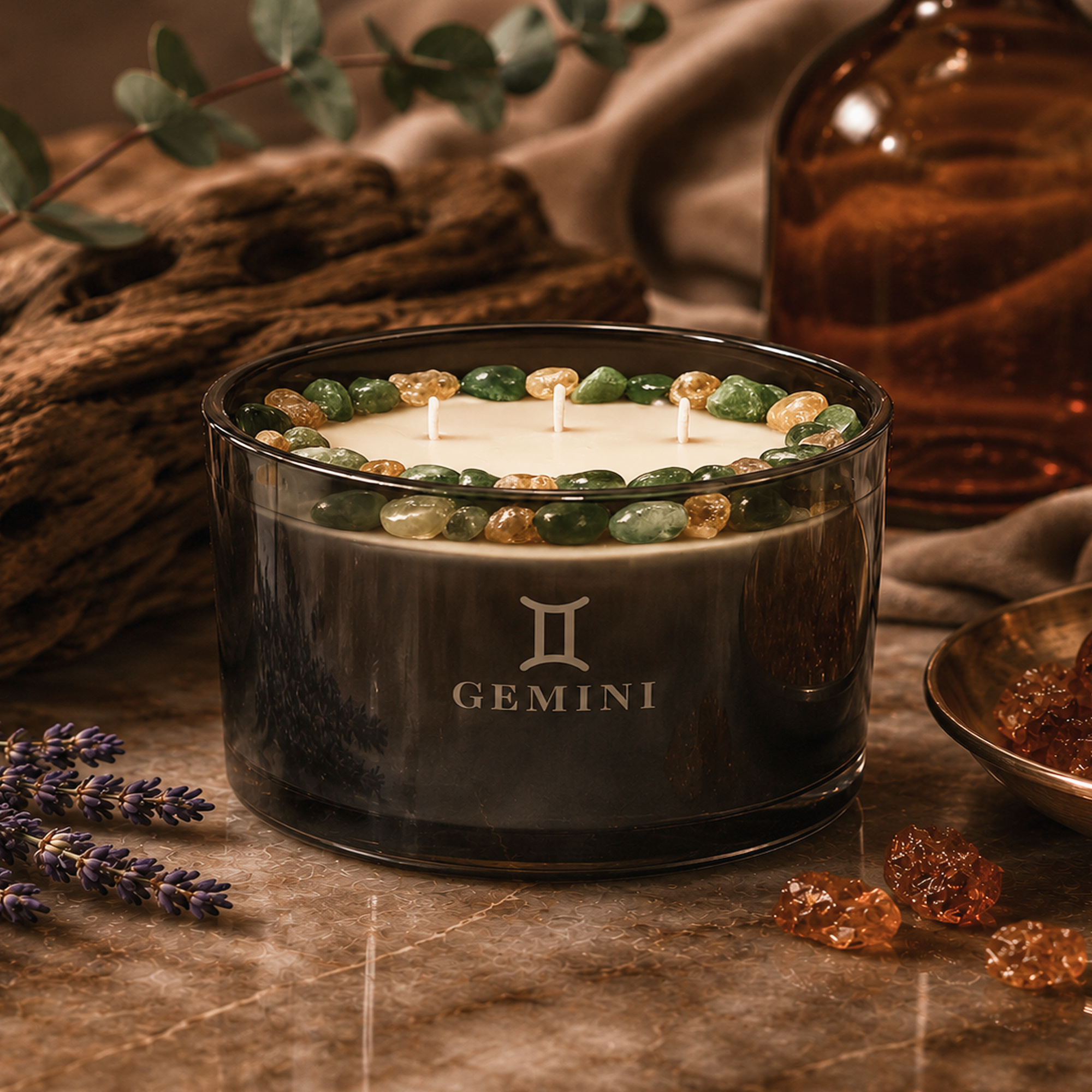 Gemini Zodiac 3-Wick Crystal Candle, 16oz