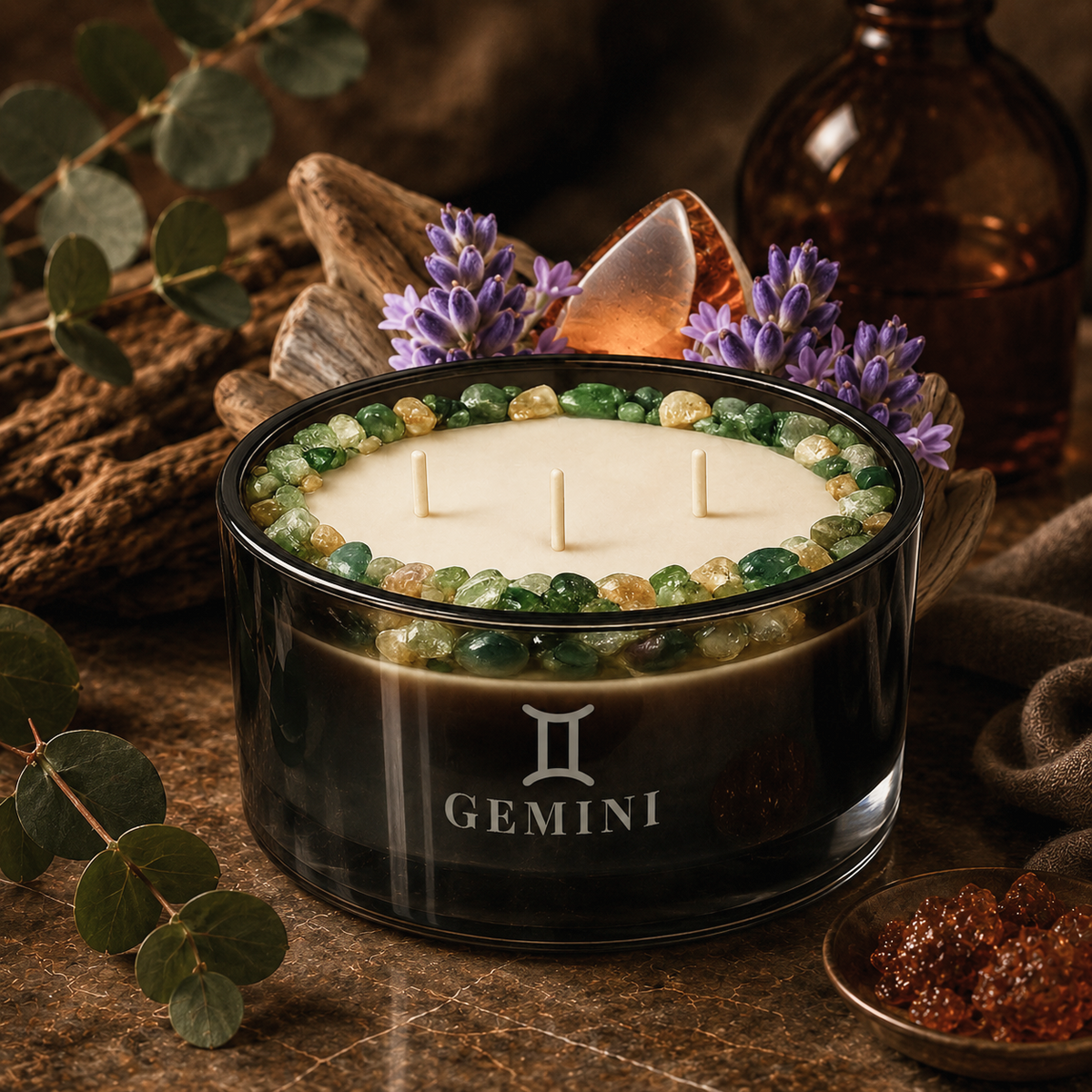 Gemini Zodiac 3-Wick Crystal Candle, 16oz