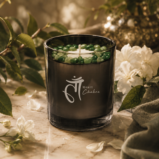 Heart Chakra Crystal Candle, 10oz