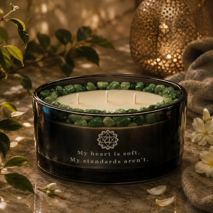 Heart Chakra 3-Wick Crystal Candle, 16 oz