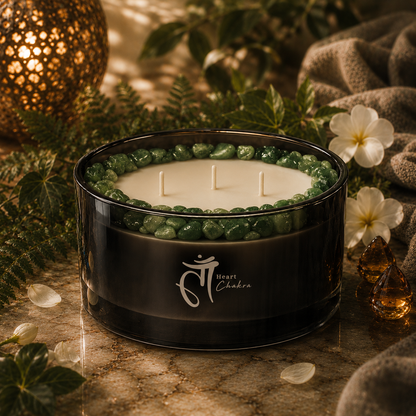 Heart Chakra 3-Wick Crystal Candle, 16 oz