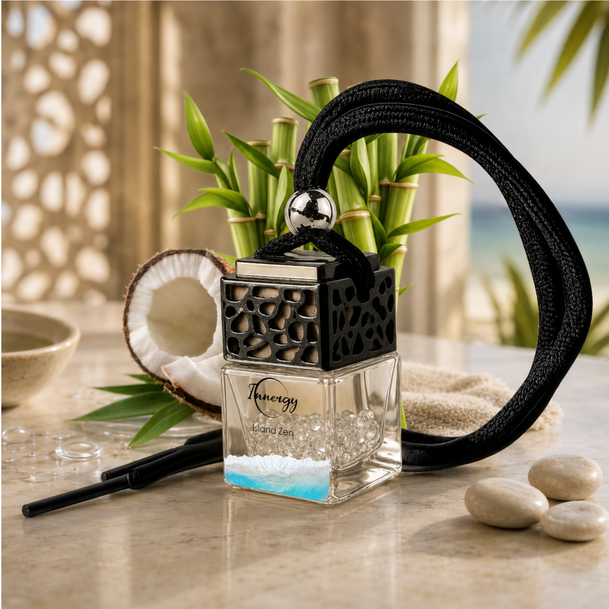Island Zen Crystal-Enhanced Oil Diffuser, Car Air Freshener, 8ml