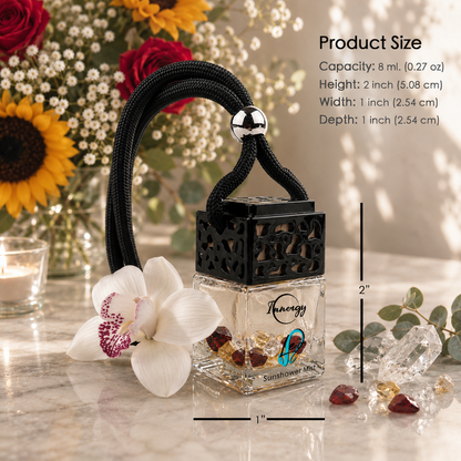 Leo Zodiac Crystal-Enhanced Oil Diffuser, Car Air Freshener in Sunshower Mist Scent, 8ml